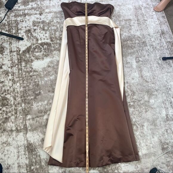 Bill Levkoff gown Chocolate brown bridesmaid dress Strapless Formal Dress SZ 8 - Picture 13 of 14